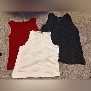 Set of 3 Tank Tops Size M Basic Neutrals Minimalist